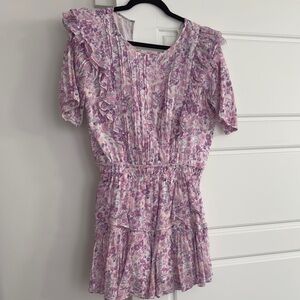 Floral Ruffle Dress in Pink and Purple